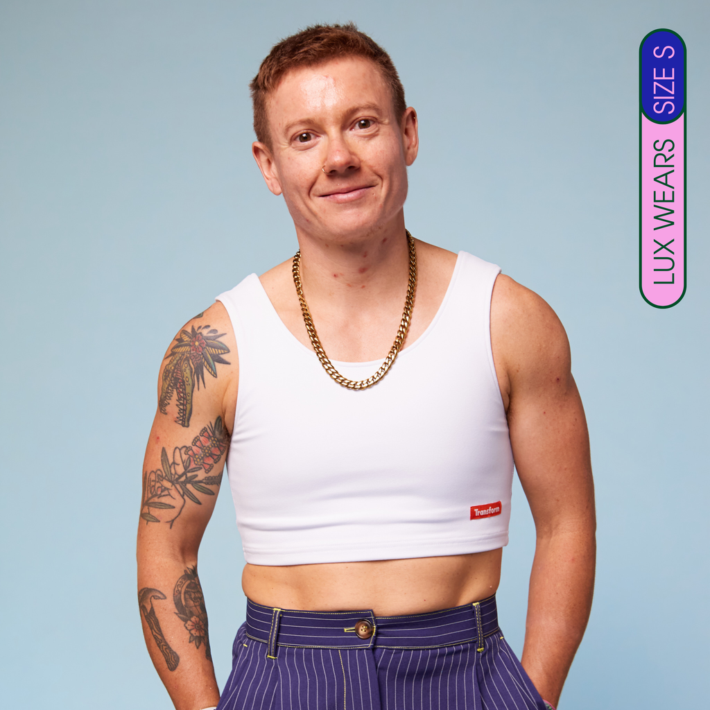 Model wearing Sensory Compression Vest Chest Binder - front view