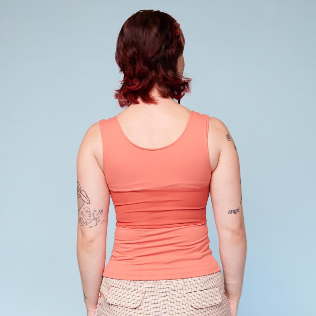 Chest Binder Peach - back view with breathable panel