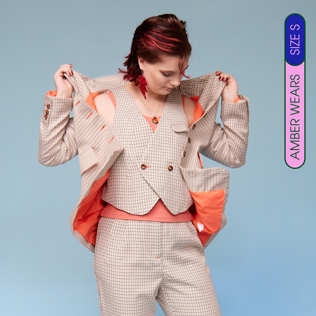Amber wearing our Tripp suit - front view