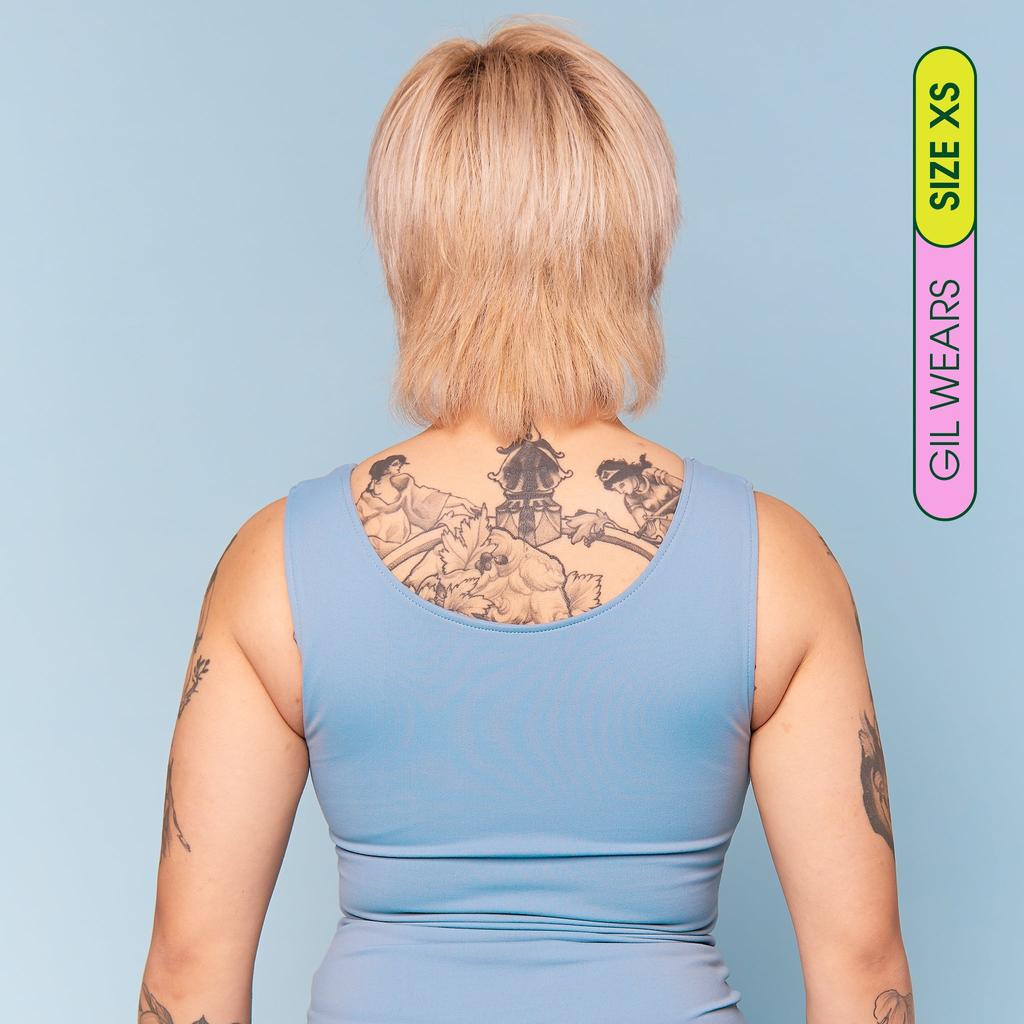 Back of Swim Binder Tank – cut with breathable stretch fabric