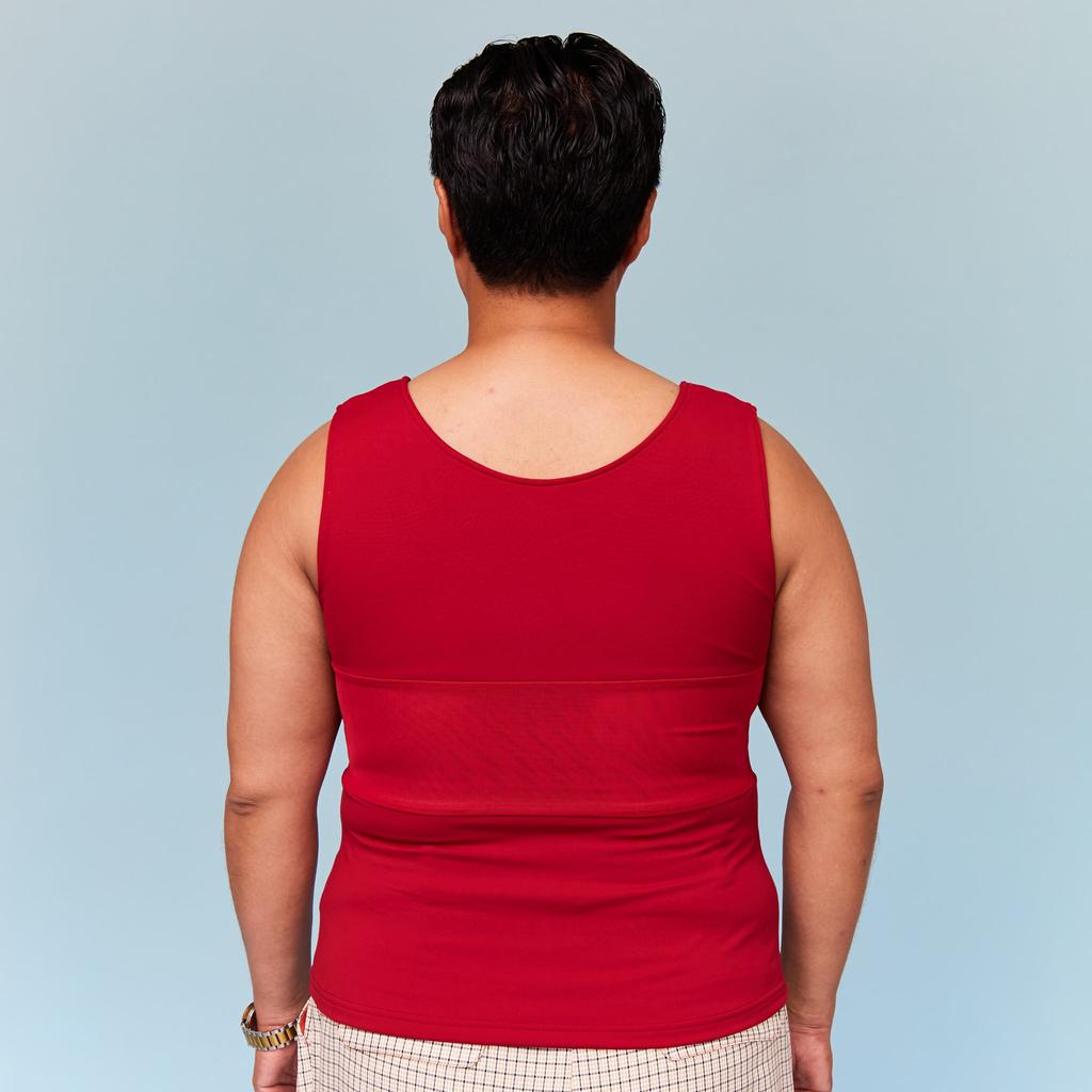 Red Chest Binder - back view with breathable panel